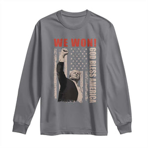 Trump 2024 Long Sleeve Shirt We Won God Bless America TS09 Charcoal Print Your Wear