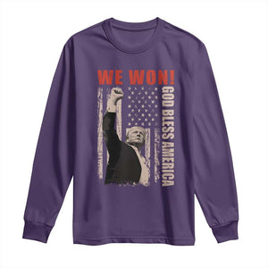 Trump 2024 Long Sleeve Shirt We Won God Bless America TS09 Purple Print Your Wear