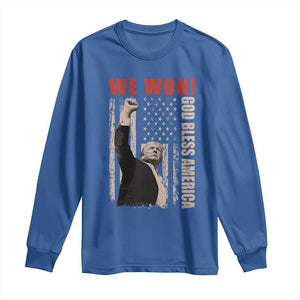 Trump 2024 Long Sleeve Shirt We Won God Bless America TS09 Royal Blue Print Your Wear