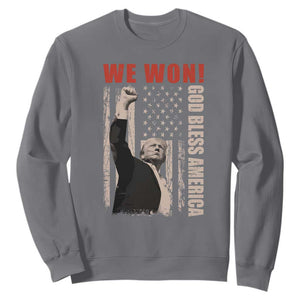 Trump 2024 Sweatshirt We Won God Bless America TS09 Charcoal Print Your Wear