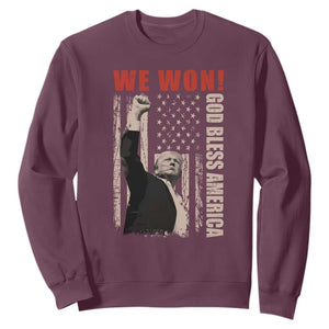 Trump 2024 Sweatshirt We Won God Bless America TS09 Maroon Print Your Wear