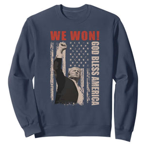 Trump 2024 Sweatshirt We Won God Bless America TS09 Navy Print Your Wear