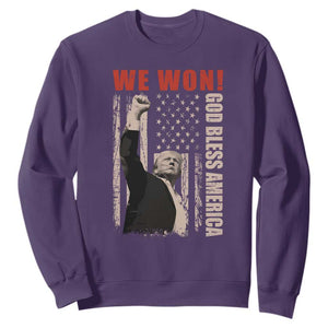 Trump 2024 Sweatshirt We Won God Bless America TS09 Purple Print Your Wear