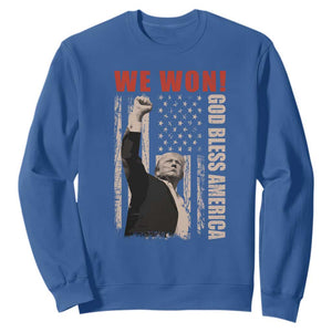 Trump 2024 Sweatshirt We Won God Bless America TS09 Royal Blue Print Your Wear