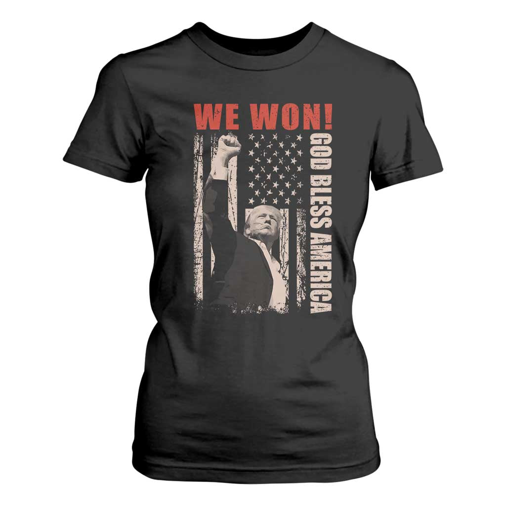 Trump 2024 T Shirt For Women We Won God Bless America TS09 Black Print Your Wear