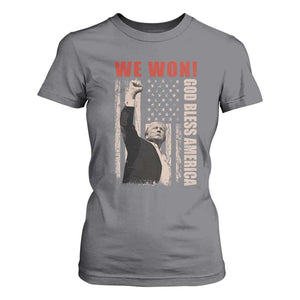 Trump 2024 T Shirt For Women We Won God Bless America TS09 Charcoal Print Your Wear