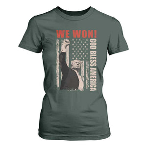 Trump 2024 T Shirt For Women We Won God Bless America TS09 Dark Forest Green Print Your Wear