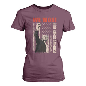 Trump 2024 T Shirt For Women We Won God Bless America TS09 Maroon Print Your Wear