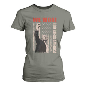 Trump 2024 T Shirt For Women We Won God Bless America TS09 Military Green Print Your Wear