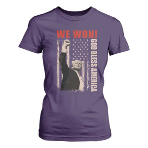 Trump 2024 T Shirt For Women We Won God Bless America TS09 Purple Print Your Wear