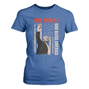 Trump 2024 T Shirt For Women We Won God Bless America TS09 Royal Blue Print Your Wear