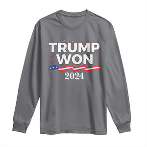 Trump Won 2024 Long Sleeve Shirt US President American Firework Patriotic TS09 Charcoal Print Your Wear