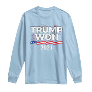 Trump Won 2024 Long Sleeve Shirt US President American Firework Patriotic TS09 Light Blue Print Your Wear