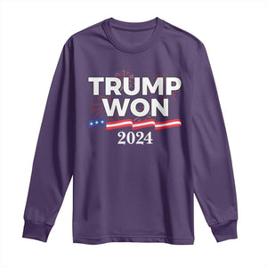 Trump Won 2024 Long Sleeve Shirt US President American Firework Patriotic TS09 Purple Print Your Wear