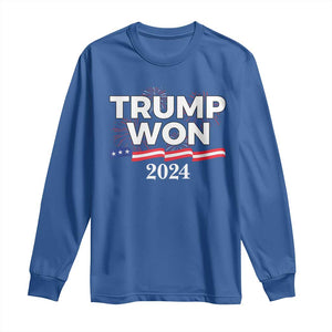 Trump Won 2024 Long Sleeve Shirt US President American Firework Patriotic TS09 Royal Blue Print Your Wear