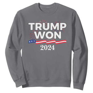 Trump Won 2024 Sweatshirt US President American Firework Patriotic TS09 Charcoal Print Your Wear