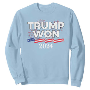 Trump Won 2024 Sweatshirt US President American Firework Patriotic TS09 Light Blue Print Your Wear