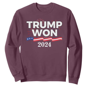 Trump Won 2024 Sweatshirt US President American Firework Patriotic TS09 Maroon Print Your Wear