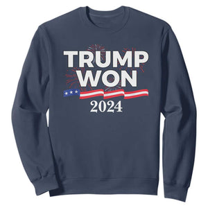 Trump Won 2024 Sweatshirt US President American Firework Patriotic TS09 Navy Print Your Wear