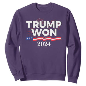 Trump Won 2024 Sweatshirt US President American Firework Patriotic TS09 Purple Print Your Wear