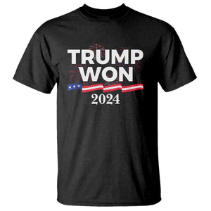 Trump Won 2024 T Shirt US President American Firework Patriotic TS09 Black Print Your Wear