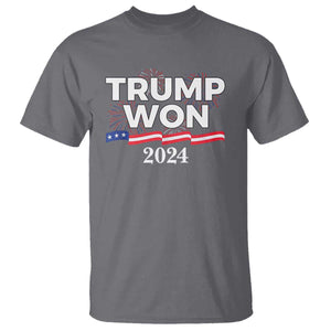 Trump Won 2024 T Shirt US President American Firework Patriotic TS09 Charcoal Print Your Wear