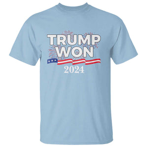 Trump Won 2024 T Shirt US President American Firework Patriotic TS09 Light Blue Print Your Wear