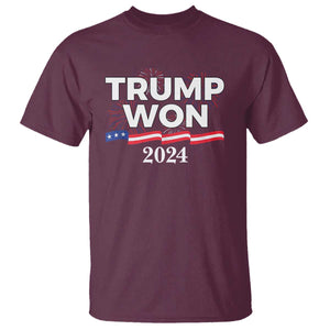 Trump Won 2024 T Shirt US President American Firework Patriotic TS09 Maroon Print Your Wear