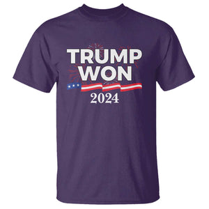 Trump Won 2024 T Shirt US President American Firework Patriotic TS09 Purple Print Your Wear