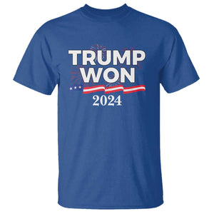 Trump Won 2024 T Shirt US President American Firework Patriotic TS09 Royal Blue Print Your Wear