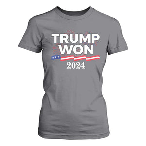 Trump Won 2024 T Shirt For Women US President American Firework Patriotic TS09 Charcoal Print Your Wear