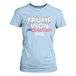 Trump Won 2024 T Shirt For Women US President American Firework Patriotic TS09 Light Blue Print Your Wear