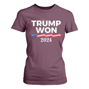 Trump Won 2024 T Shirt For Women US President American Firework Patriotic TS09 Maroon Print Your Wear