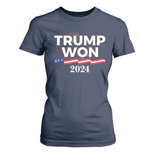 Trump Won 2024 T Shirt For Women US President American Firework Patriotic TS09 Navy Print Your Wear