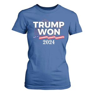 Trump Won 2024 T Shirt For Women US President American Firework Patriotic TS09 Royal Blue Print Your Wear