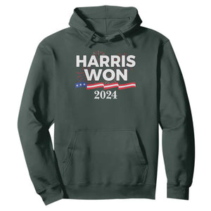 Harris Won 2024 Hoodie US President American Firework Patriotic TS09 Dark Forest Green Print Your Wear