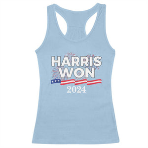 Harris Won 2024 Racerback Tank Top US President American Firework Patriotic TS09 Light Blue Print Your Wear