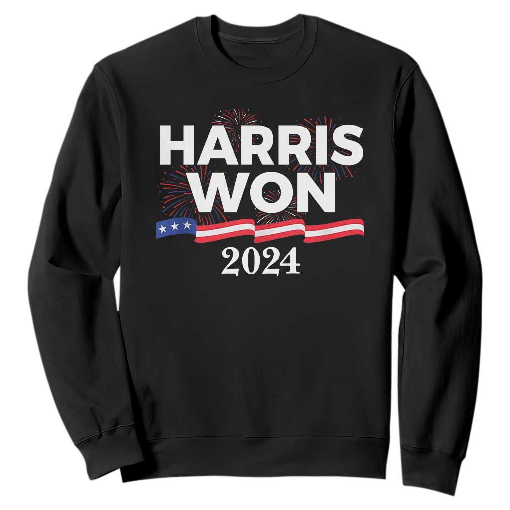 Harris Won 2024 Sweatshirt US President American Firework Patriotic TS09 Black Print Your Wear