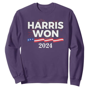 Harris Won 2024 Sweatshirt US President American Firework Patriotic TS09 Purple Print Your Wear