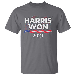 Harris Won 2024 T Shirt US President American Firework Patriotic TS09 Charcoal Print Your Wear