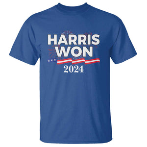 Harris Won 2024 T Shirt US President American Firework Patriotic TS09 Royal Blue Print Your Wear