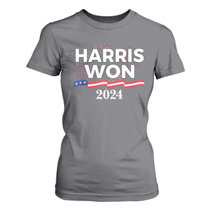 Harris Won 2024 T Shirt For Women US President American Firework Patriotic TS09 Charcoal Print Your Wear