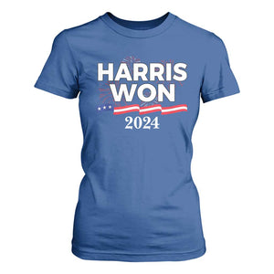 Harris Won 2024 T Shirt For Women US President American Firework Patriotic TS09 Royal Blue Print Your Wear