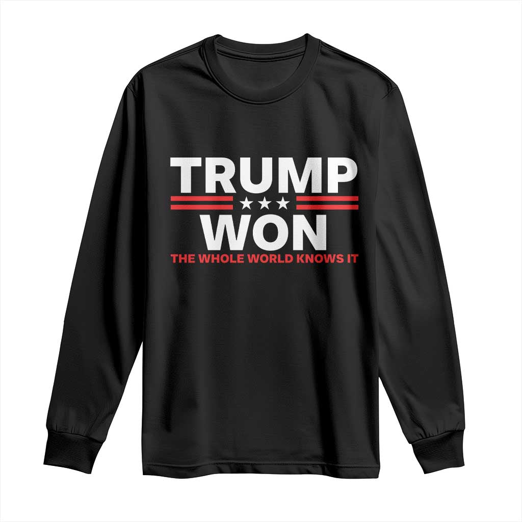 Trump Won 2024 Long Sleeve Shirt The Whole World Knows It TS09 Black Print Your Wear