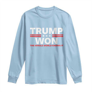 Trump Won 2024 Long Sleeve Shirt The Whole World Knows It TS09 Light Blue Print Your Wear