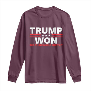 Trump Won 2024 Long Sleeve Shirt The Whole World Knows It TS09 Maroon Print Your Wear