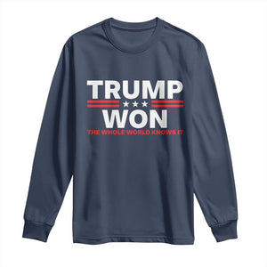 Trump Won 2024 Long Sleeve Shirt The Whole World Knows It TS09 Navy Print Your Wear