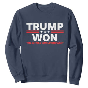 Trump Won 2024 Sweatshirt The Whole World Knows It TS09 Navy Print Your Wear