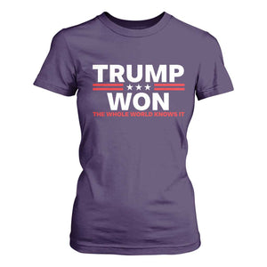 Trump Won 2024 T Shirt For Women The Whole World Knows It TS09 Purple Print Your Wear