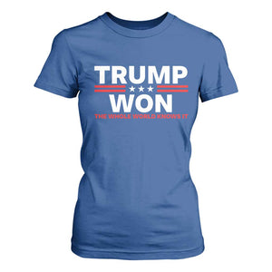 Trump Won 2024 T Shirt For Women The Whole World Knows It TS09 Royal Blue Print Your Wear